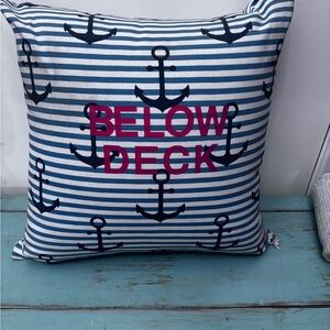 Nautical Striped Pillow - Blue and White
